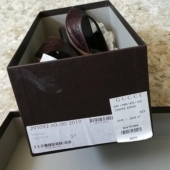 GUCCI chocolat Guccissima slide heels - Picture 4 of 8